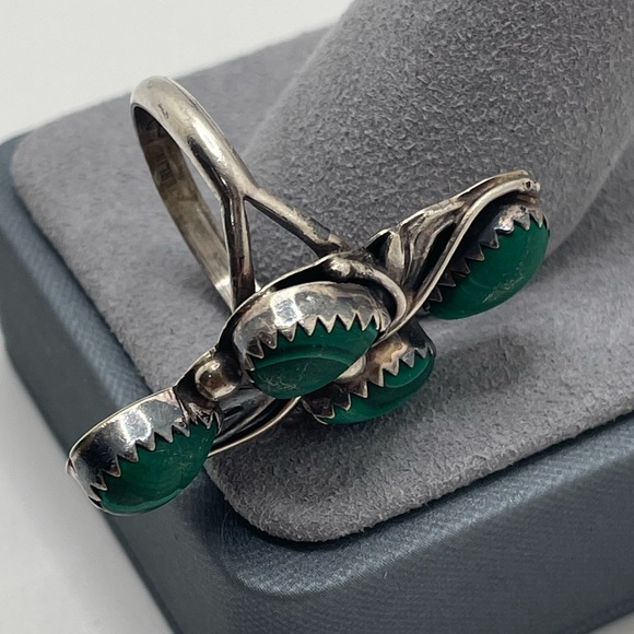 Scott Dave Navajo Sterling Silver Malachite Ring Size 7.75 - Picture 9 of 13